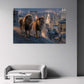Due leoni sul tetto con skyline di New York di notte quadro