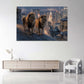 Due leoni sul tetto con skyline di New York di notte quadro