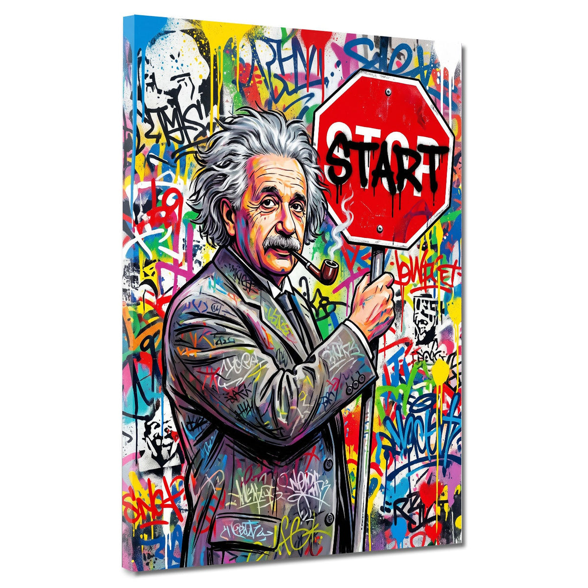Einstein con cartello Start motivazione Pop Art Graffiti quadro