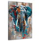 Elefante in blu e arancio stile astratto quadro