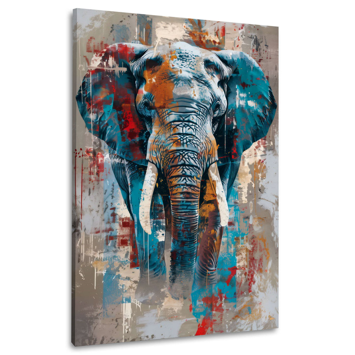 Elefante in blu e arancio stile astratto quadro