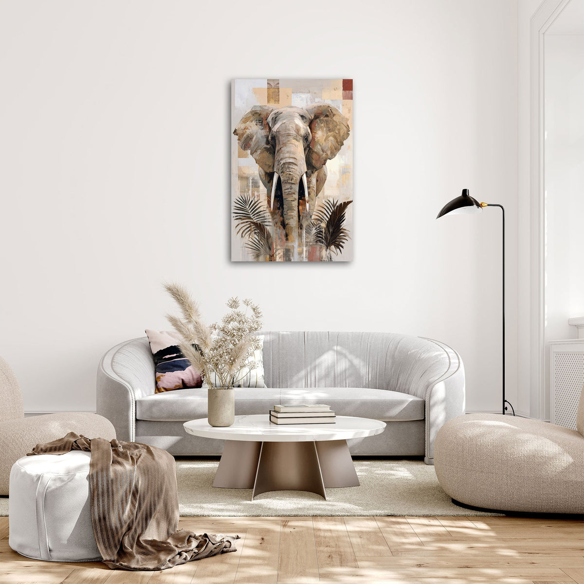 Quadro elefante boho in soggiorno