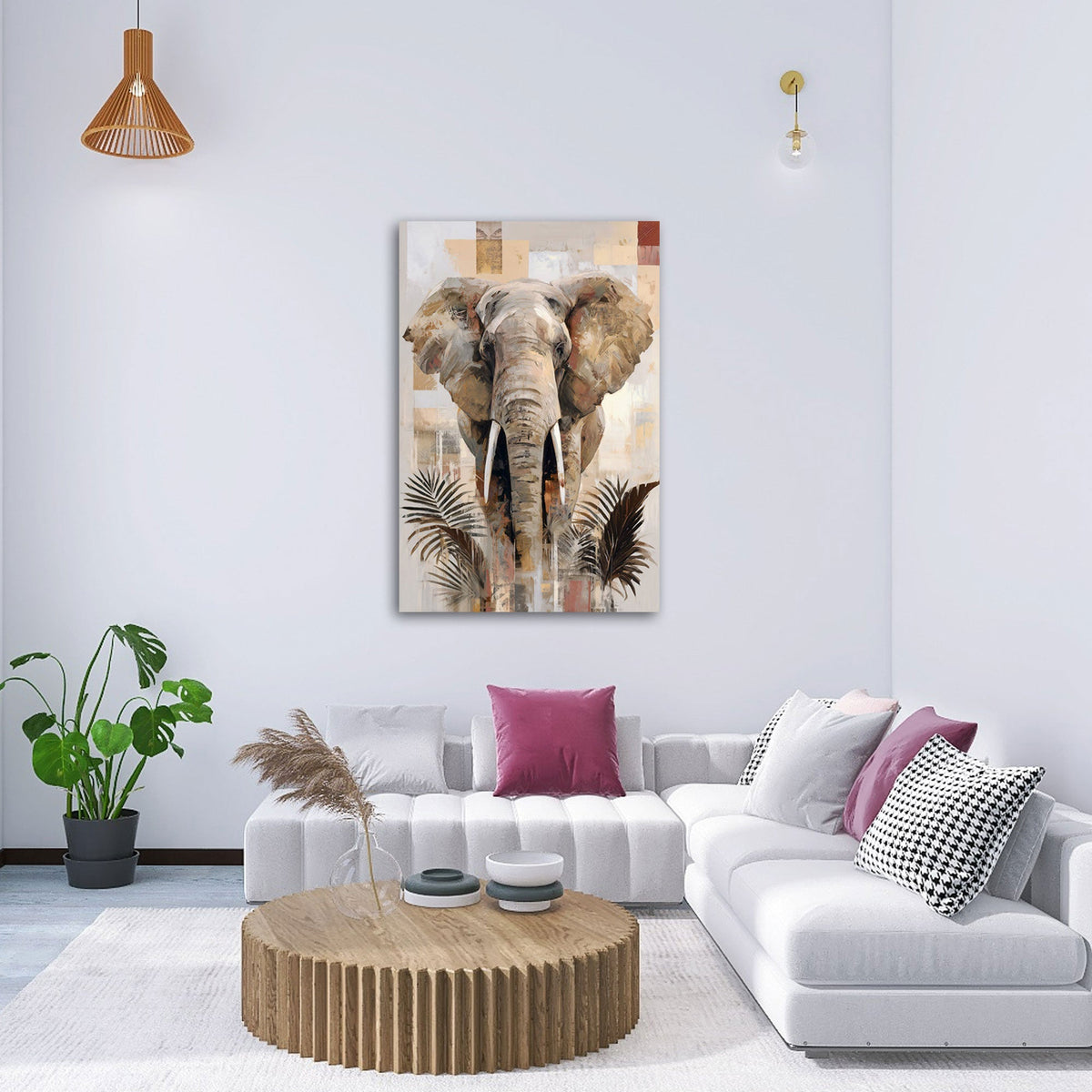 Quadro elefante boho ambientato