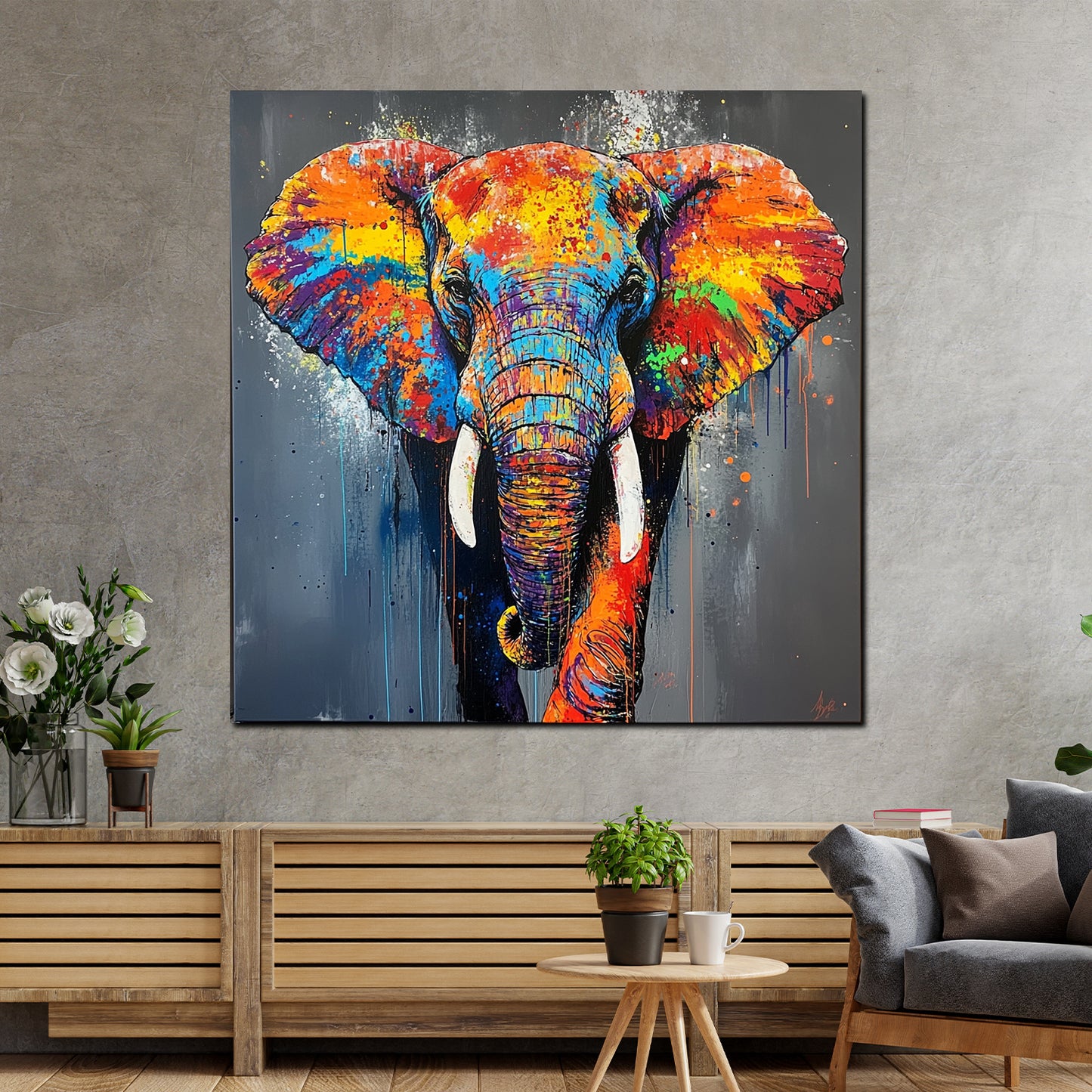 Elefante Pop Art colorato ritratto animale quadro