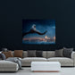Elefante sognante sul ramo sopra la skyline notturna quadro - Mockup 3