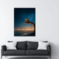 Elefante sul ramo con panorama urbano dorato quadro