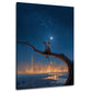 Elefante sul ramo guarda la skyline di Dubai di notte quadro