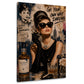 Elegante icona Audrey con perle e skyline di New York USA quadro