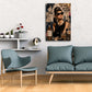 Elegante icona Audrey con perle e skyline di New York USA quadro
