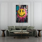 Emoji giallo sorridente su muro collage in stile graffiti quadro