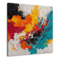 Esplosione di colore astratta arancio e turchese quadro