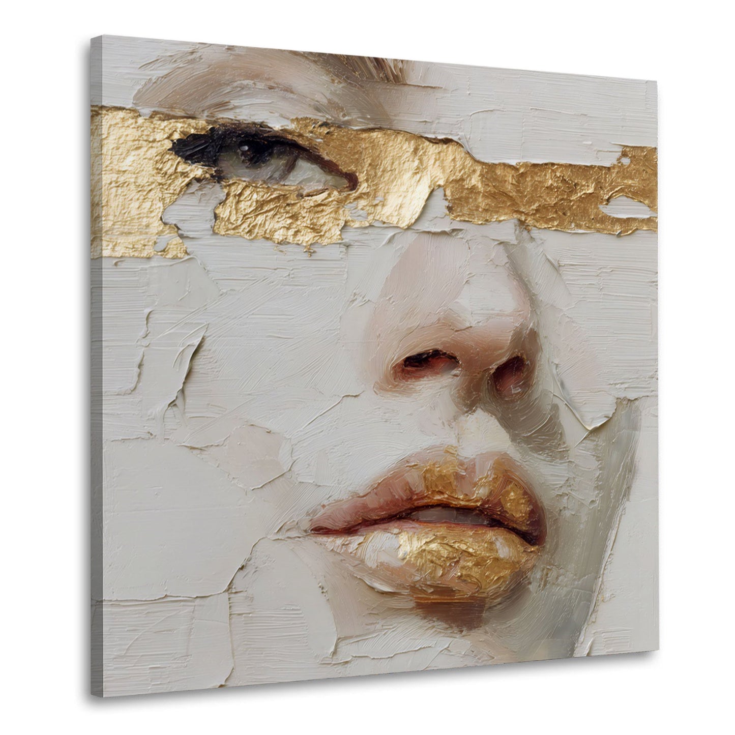 Face art oro pittura strutturata dai toni vivaci quadro