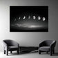 Fasi lunari in bianco e nero sopra l'oceano notturno quadro