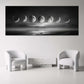Fasi lunari panorama con nebbia e riflesso sull'acqua quadro