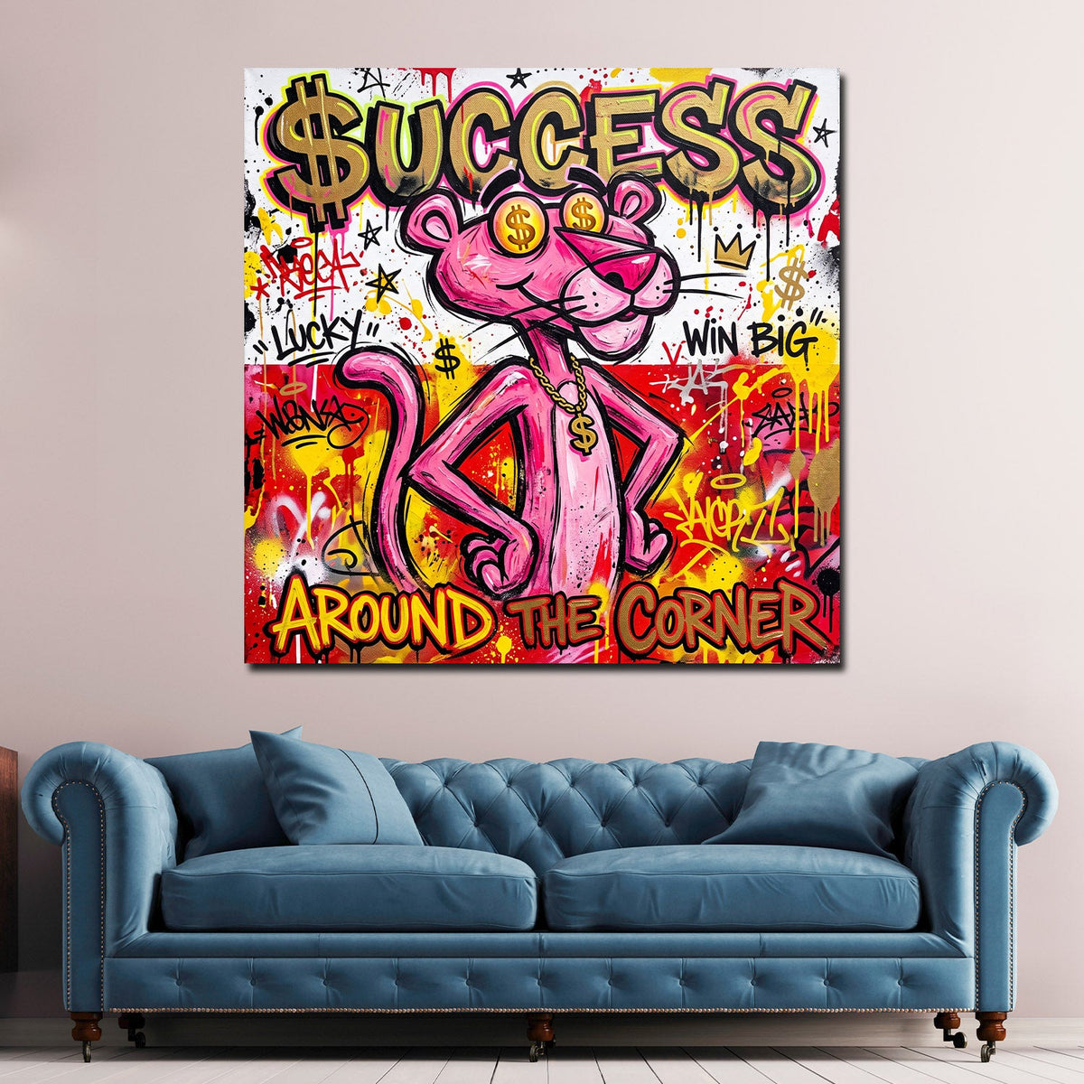 Quadro felino rosa Success Pop Art in ufficio