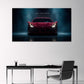 Ferrari rossa con scritta Rule Your World luci potenti quadro