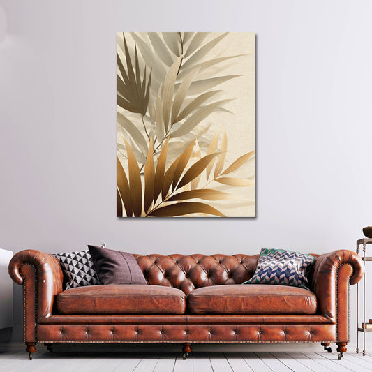 Foglie tropicali arte botanica astratta colori neutri quadro