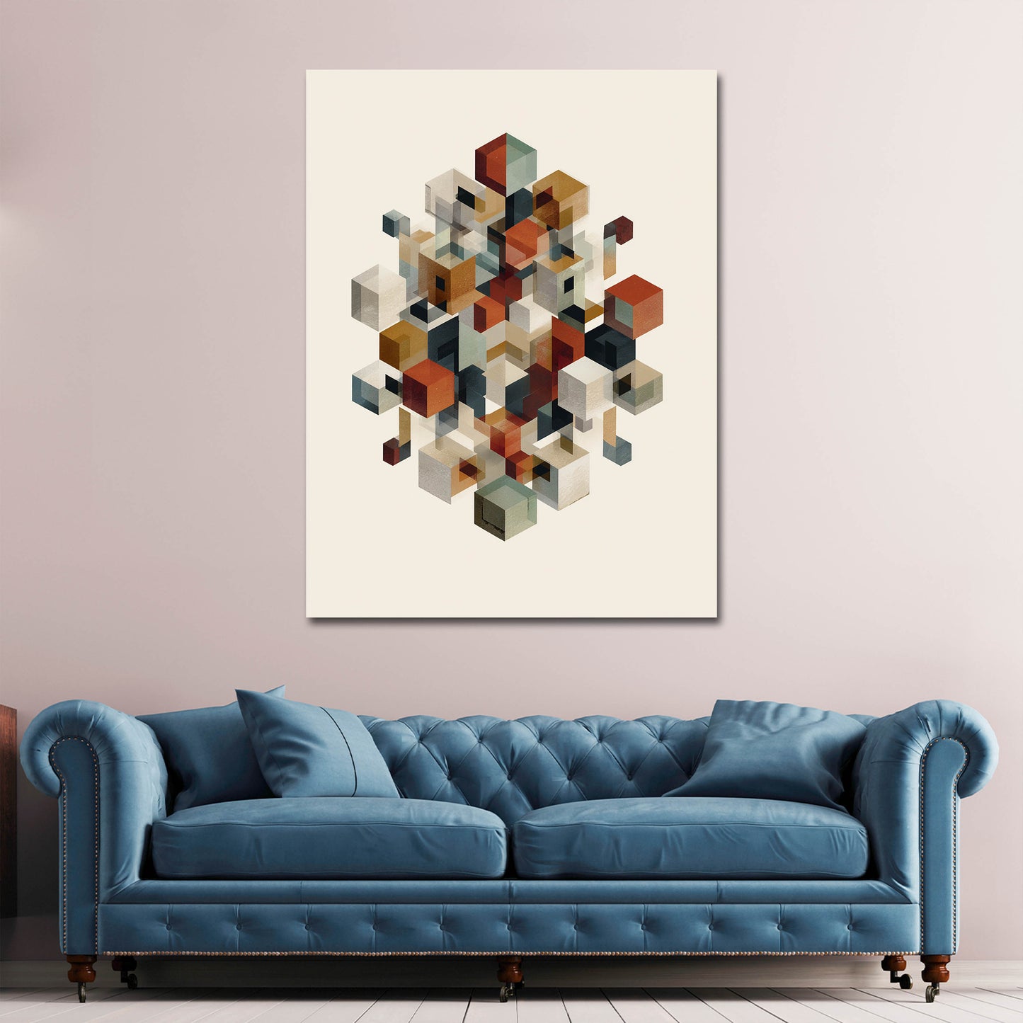 Forme geometriche cubi retrò composizione quadro