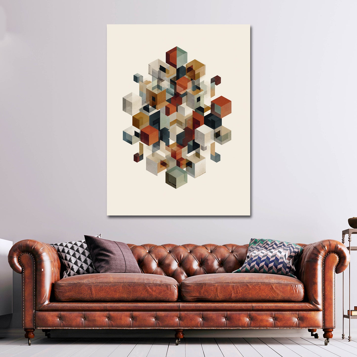 Forme geometriche cubi retrò composizione quadro