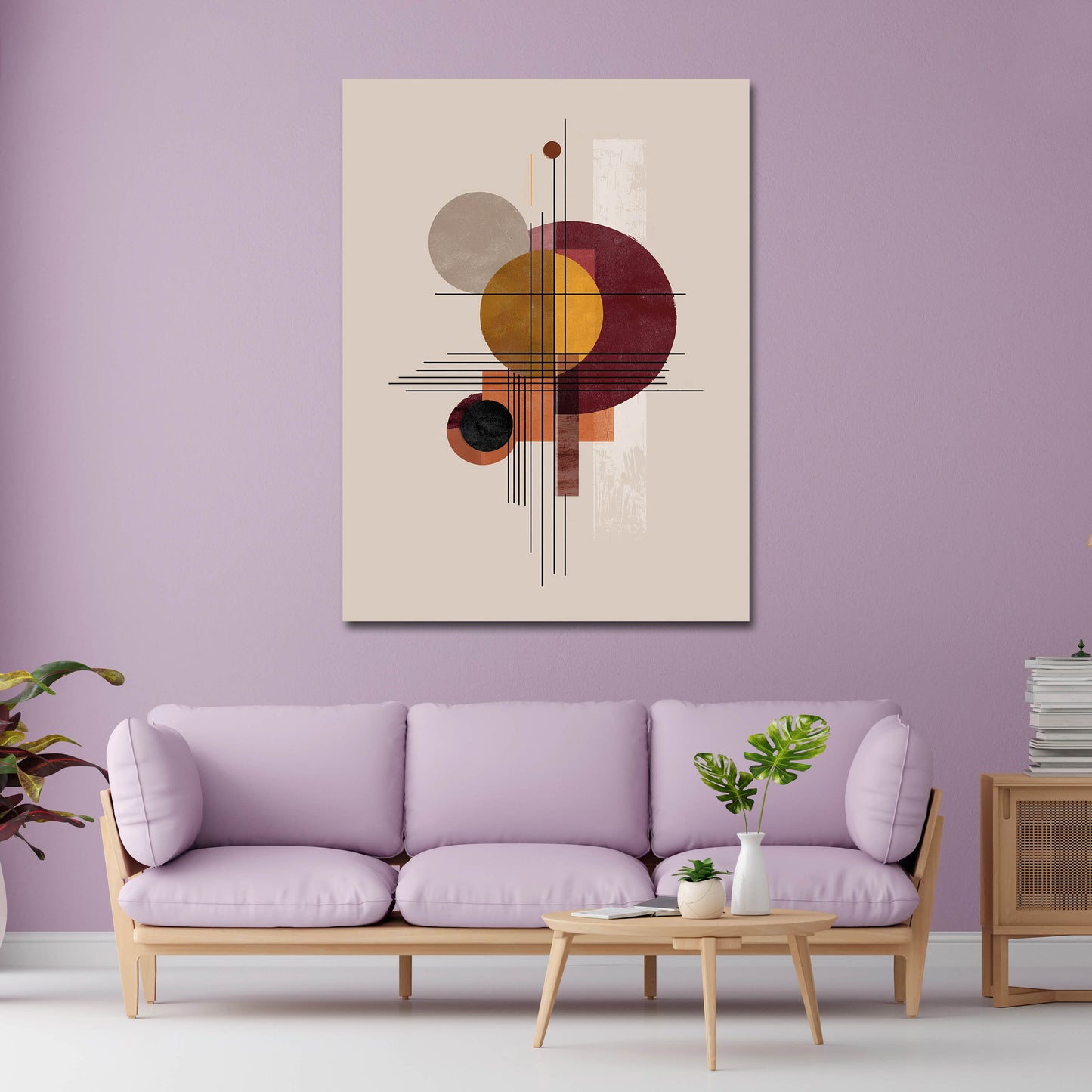 Forme minimalismo cerchi linee arte retro quadro