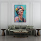 Frida felice con fiori colorati e sorriso quadro