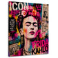 Frida icona leggenda con corona di fiori Pop Art quadro