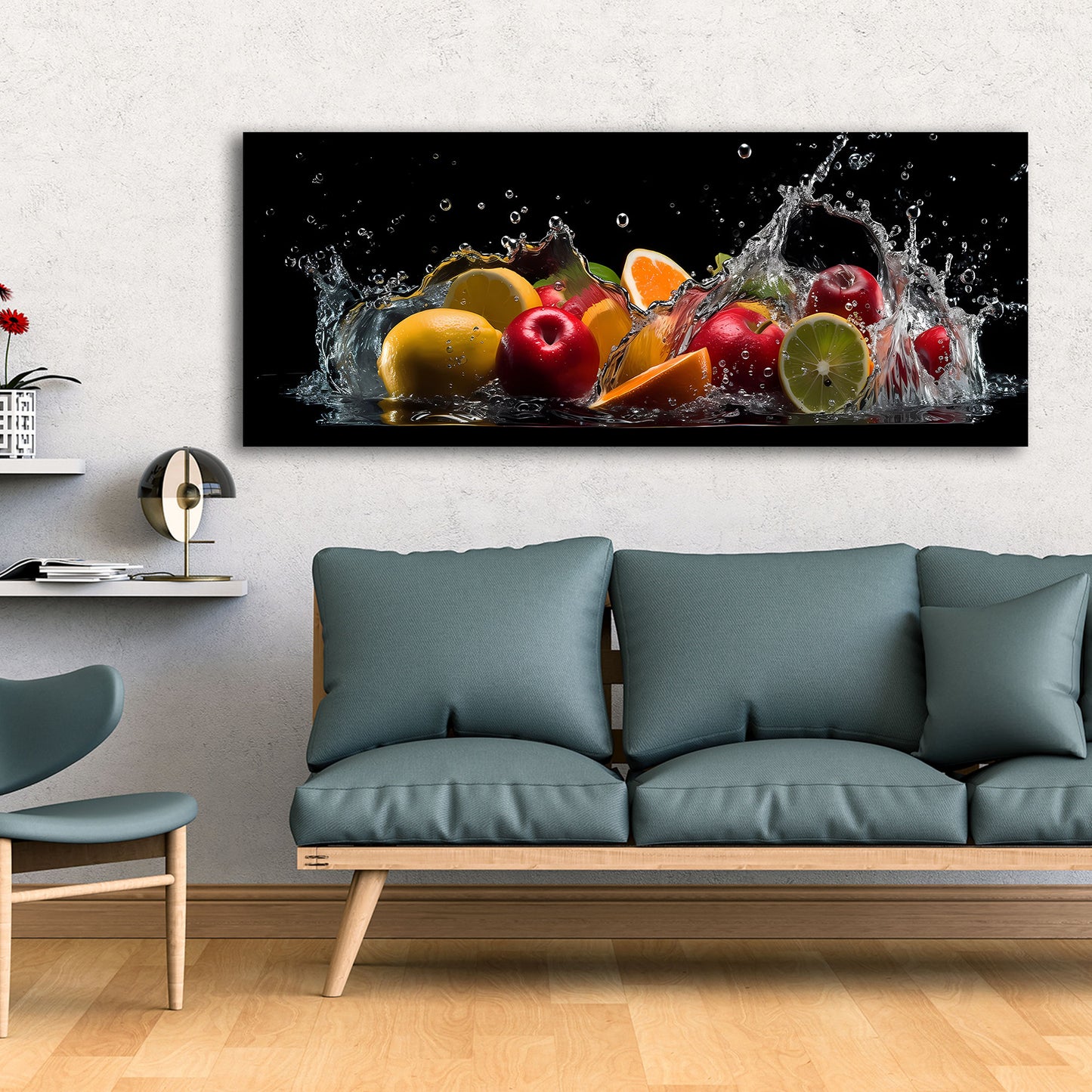 Frutta fresca agrumi splash acqua quadro