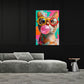 Gatto colorato Pop Art con occhiali e gomma quadro