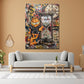 Quadro gatto con clessidra Graffiti appeso in soggiorno