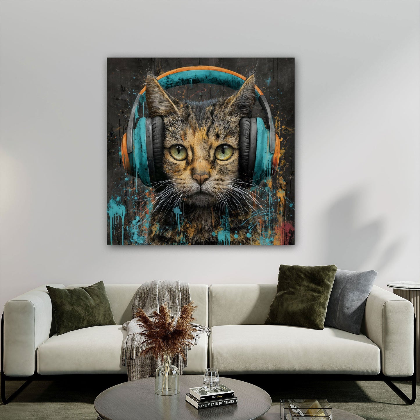 Gatto cool musica graffiti in stile contemporaneo quadro