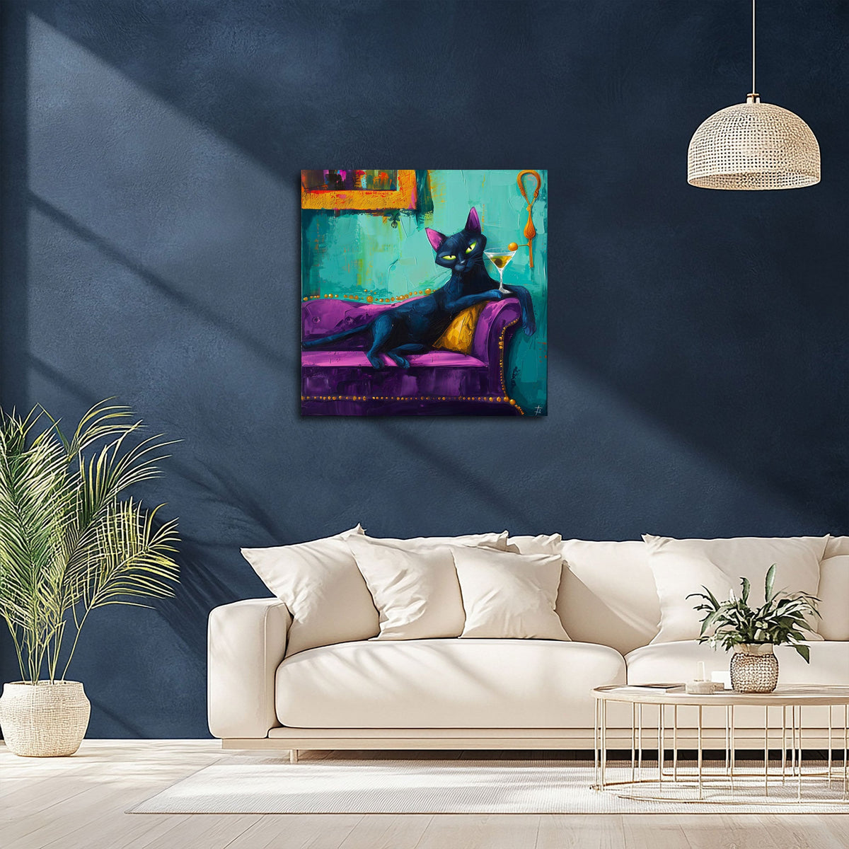 Quadro gatto lounge ambientato