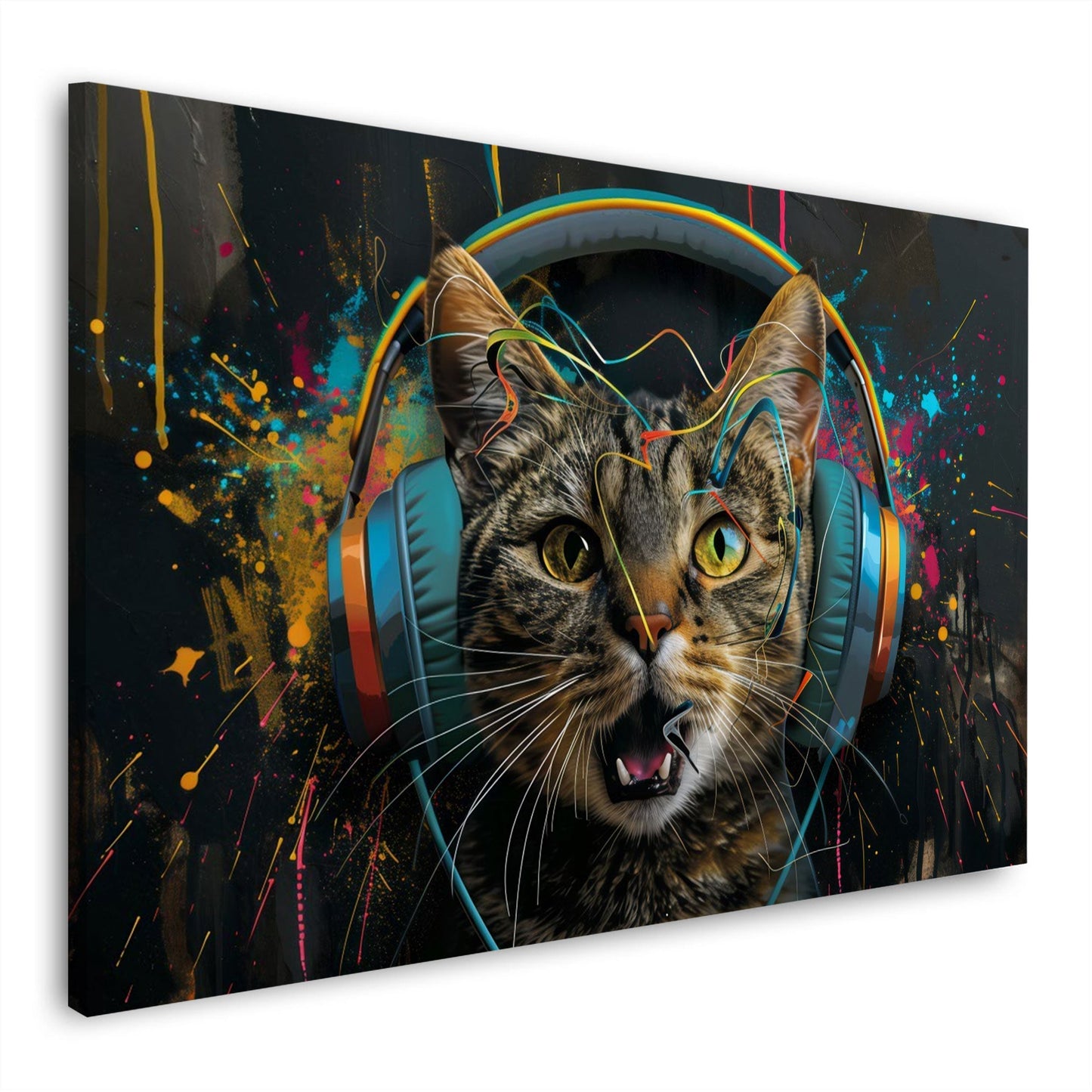 Gatto musicale graffiti urbano dai colori vivaci quadro