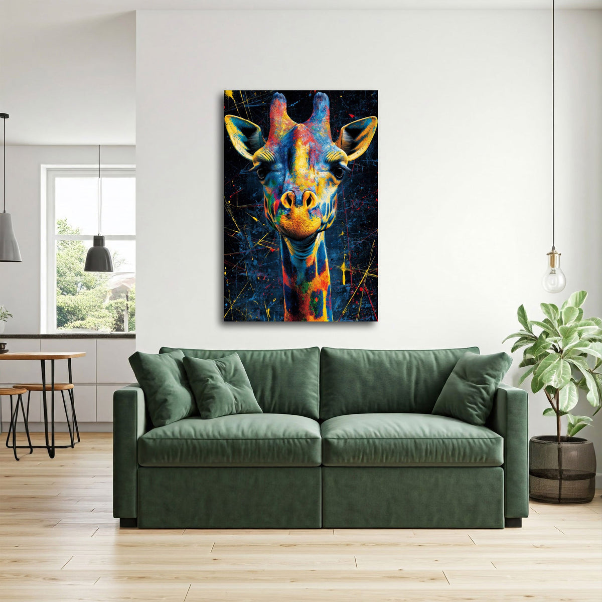 Quadro giraffa pop art ambientato