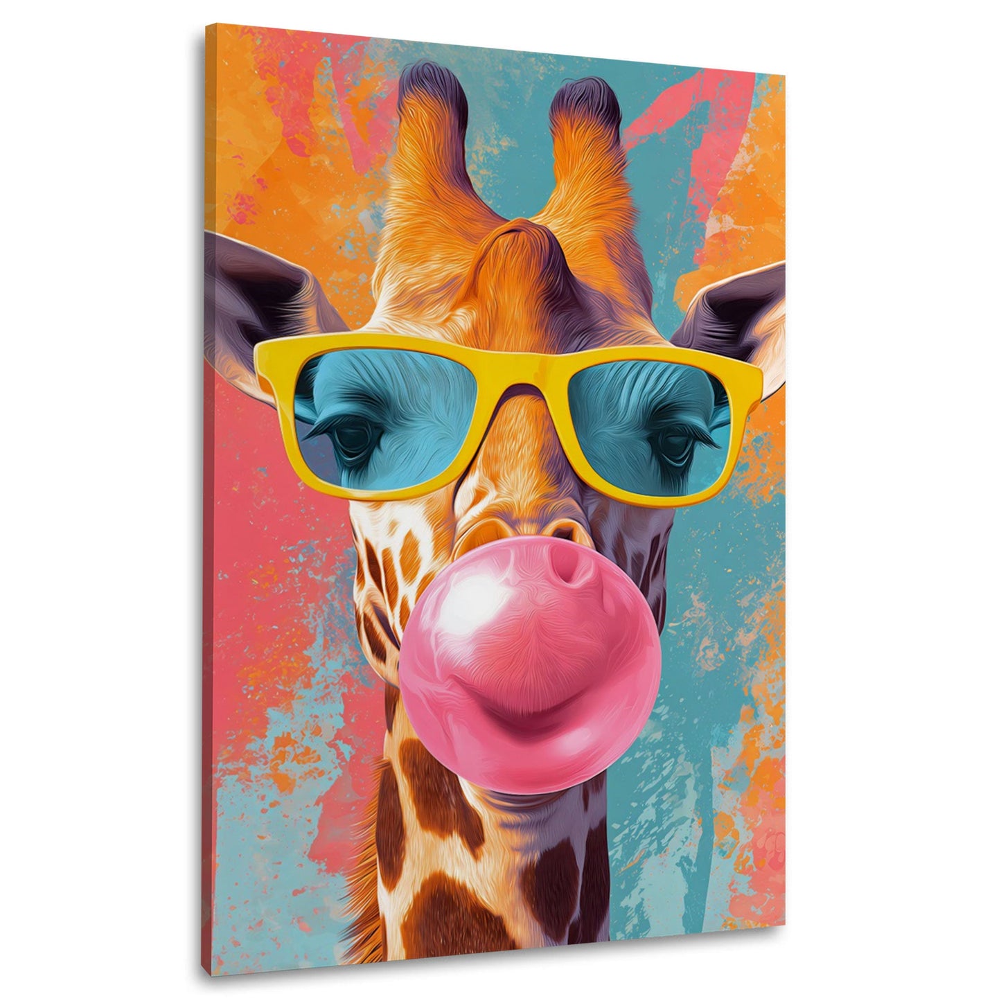 Giraffa con occhiali da sole e gomma da masticare quadro