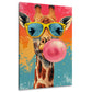 Giraffa con occhiali e gomma in design scuro quadro