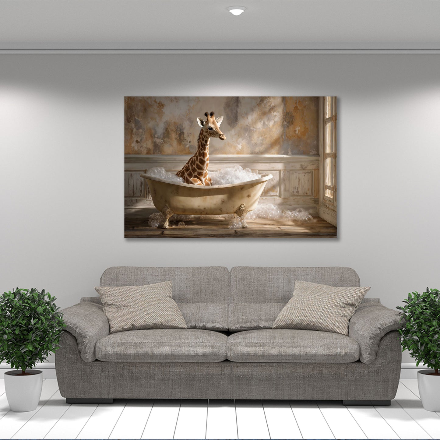 Giraffa vasca da bagno schiuma bagno vintage animale quadro