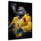 Gorilla in abito dorato con vino e sigaro pop art quadro