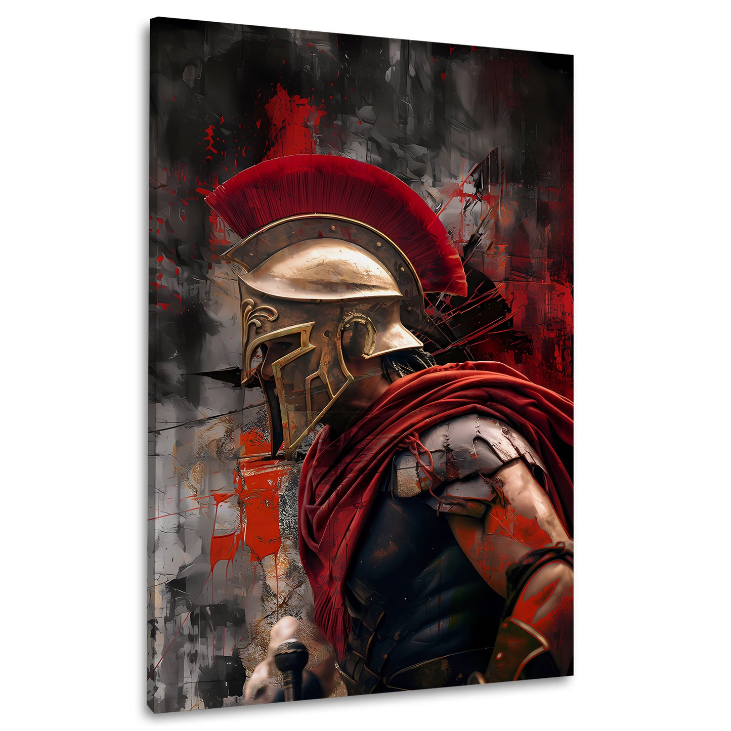 Guerriero spartano profilo mantello rosso moderno quadro