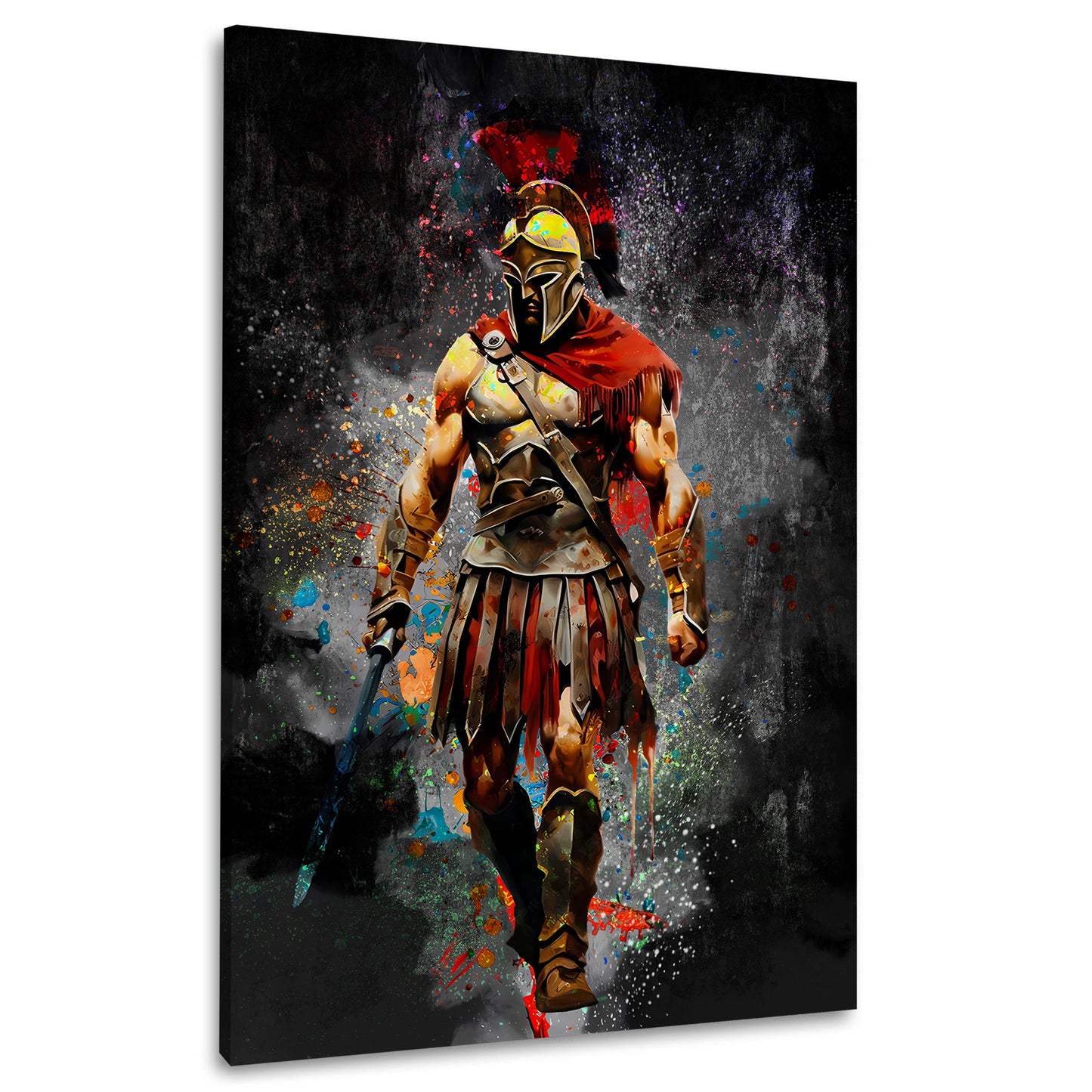 Guerriero spartano schizzi di colore arte fantasy quadro