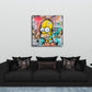 Homer con scritta Work Smart in stile graffiti fumetto quadro