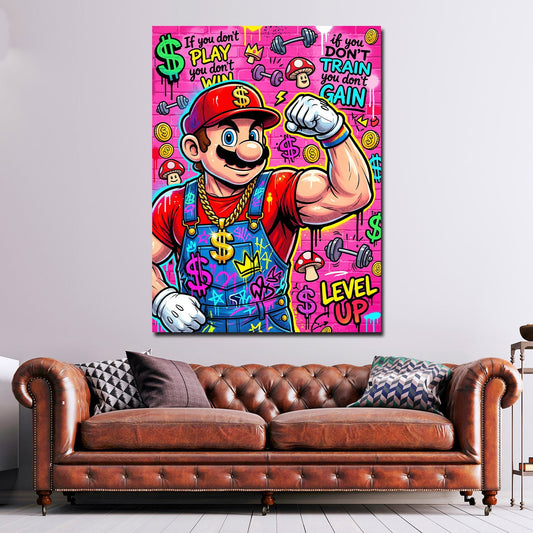 Quadro idraulico comic Level Up Pop Art in camera