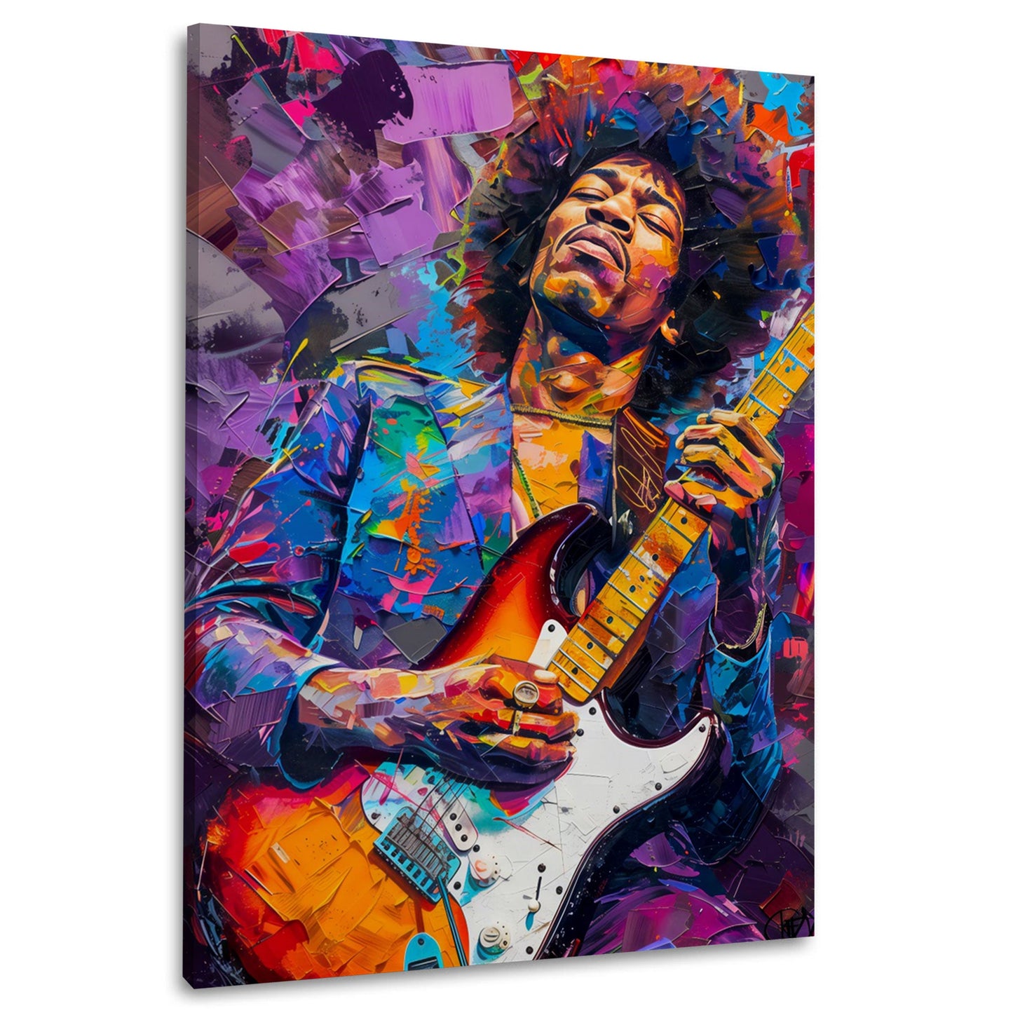 Jimi Hendrix astratto colorato dai colori vivaci quadro