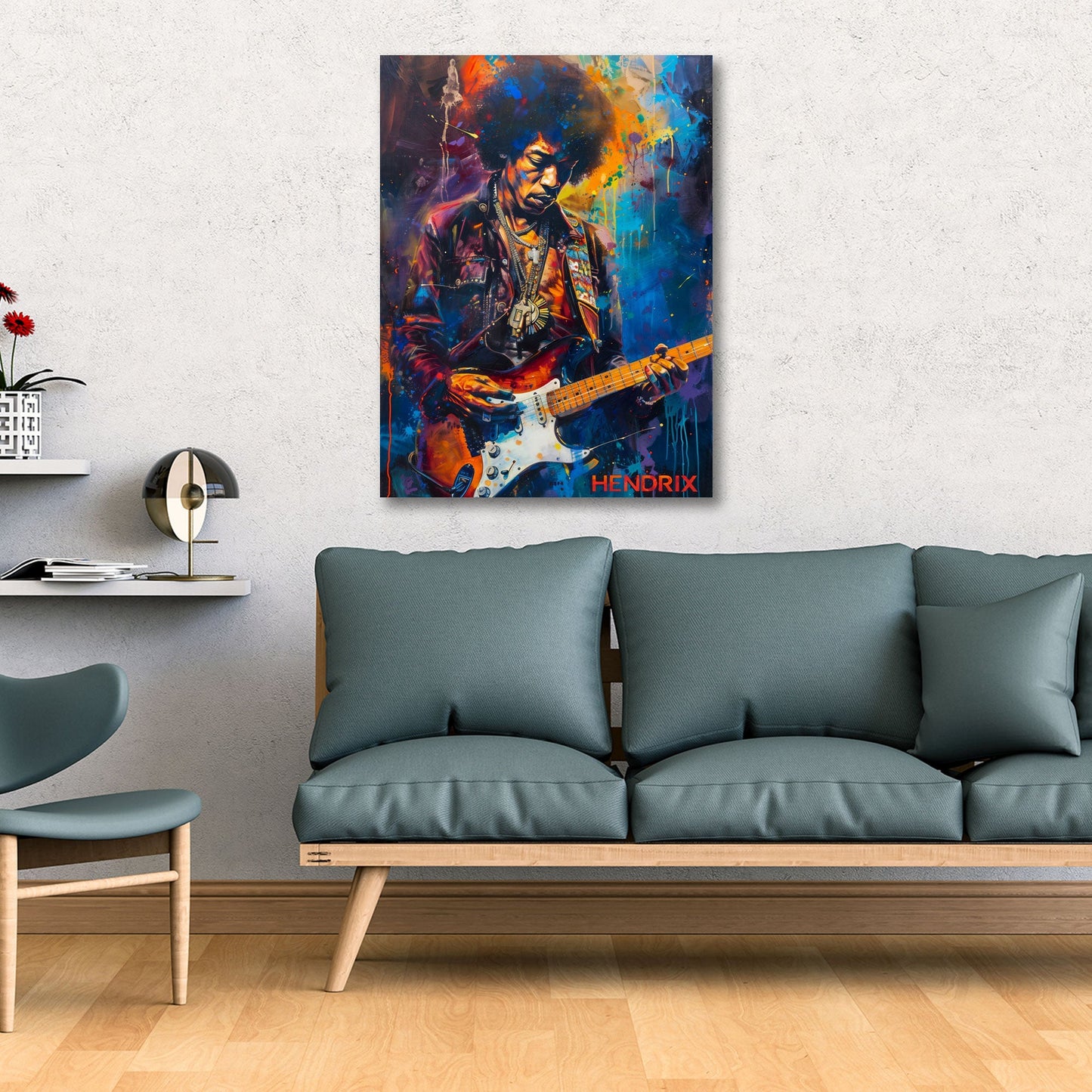Jimi Hendrix colorato di sicuro impatto estetico quadro