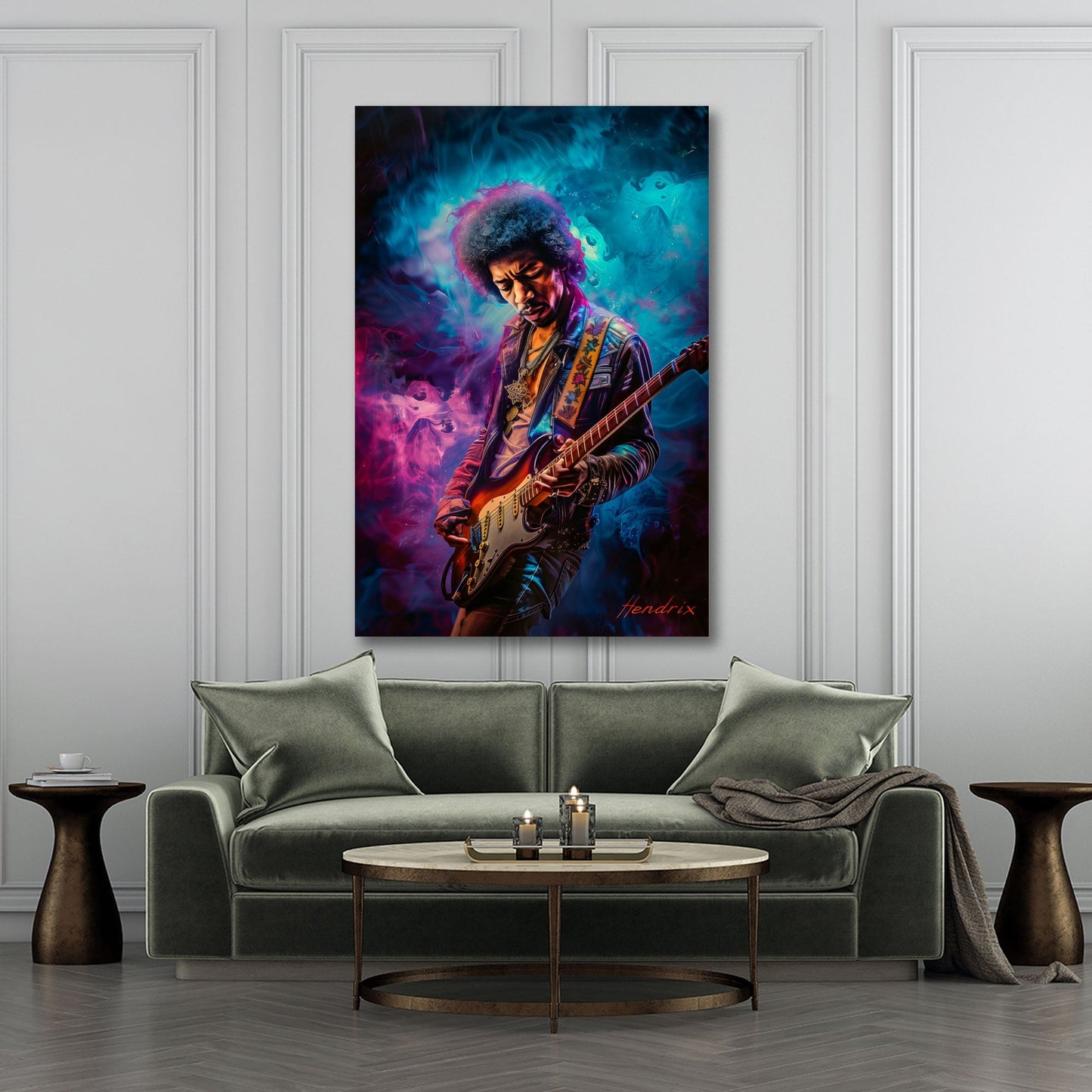 Jimi Hendrix leggenda rock colorato dai toni caldi quadro