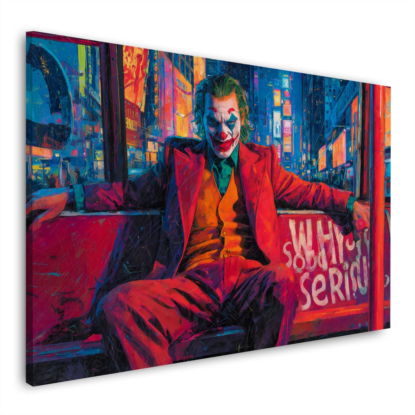 Joker con abito rosso nella vivace Pop Art quadro
