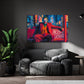 Joker con abito rosso nella vivace Pop Art quadro