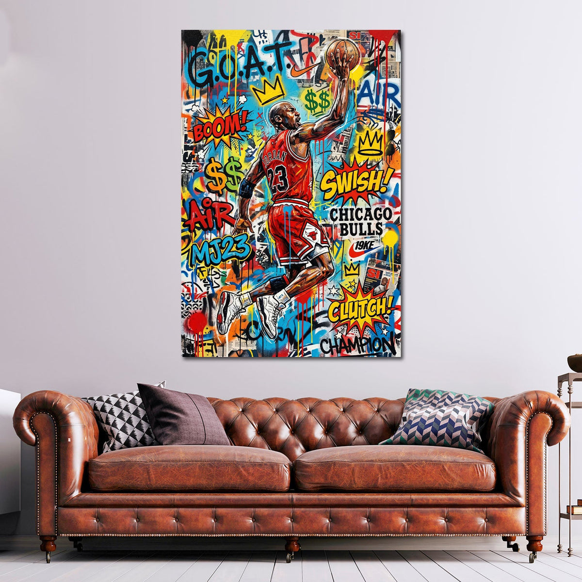 Jordan basket pop art quadro ambientato