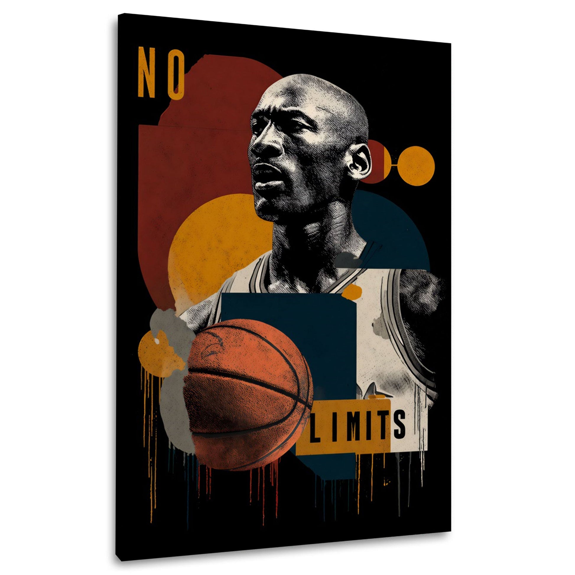 Jordan con pallone da basket e motivazione senza limiti quadro