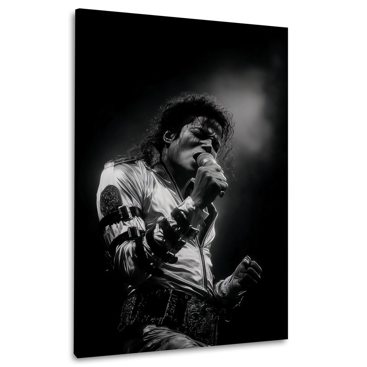 King of Pop dal vivo con fascio di luce in bianco e nero quadro
