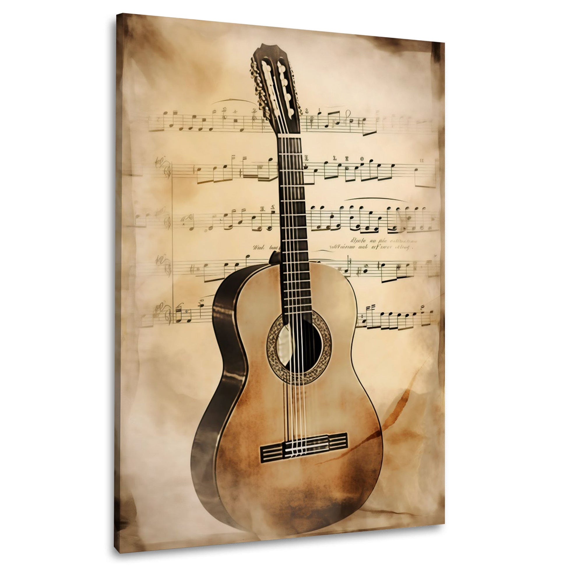 Chitarra classica con spartito musicale quadro